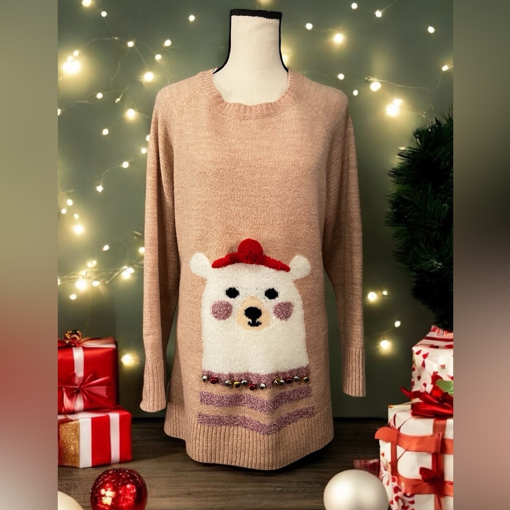 Lauren Conrad, Xmas Sweater, Polar Bear With Jingle Bells, Women’s Size XL